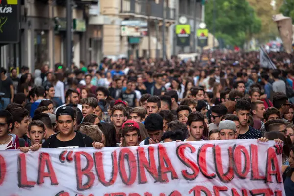 Italy Protest Demonstration Inst School Reform — 图库照片