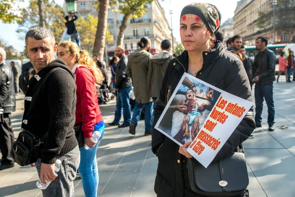 Demonstration According Terror Attack Ankara France Paris — Stock Photo, Image