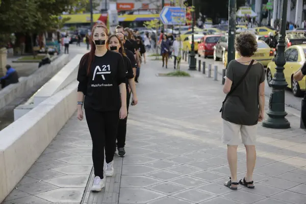 Atenas Desafio Liberdade Tráfico Humano — Fotografia de Stock
