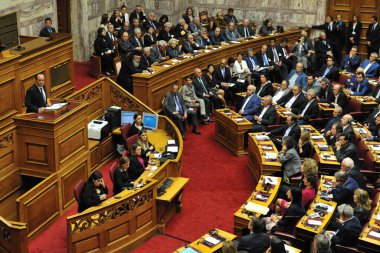 GREECE, Atina: Fransa Cumhurbaşkanı Francois Hollande, 23 Ekim 2015 'te Atina' ya yaptığı ziyaretin ikinci gününde, Yunan Parlamentosu 'nun genel kurul toplantısında bir konuşma yaptı..                      