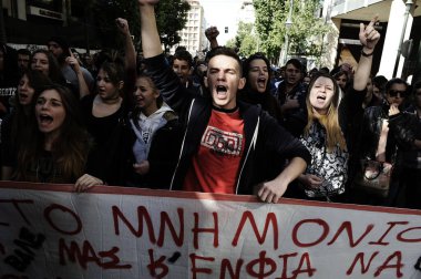 Greece: Students cry out against education cuts in Athens clipart