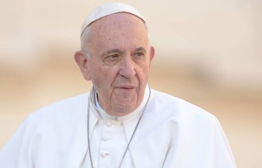 Papa Francis, Vatikan 'ın Vatikan kentindeki Vatikan Meydanı' ndaki Aziz Peter Meydanı 'nda haftalık seyircilerinin ardından 4 Kasım 2015' te kalabalığın arasında yer alıyor..