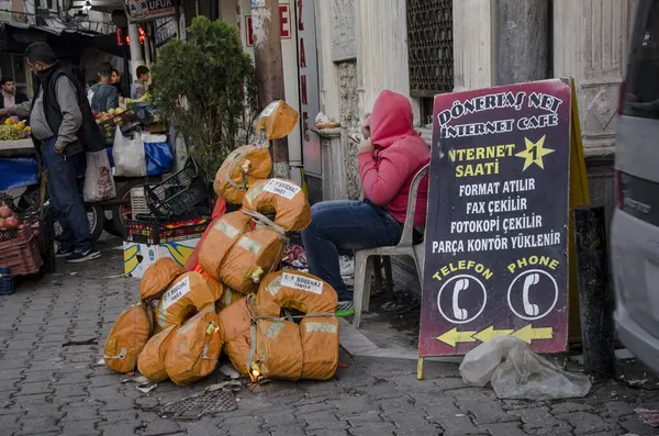 Türkei Izmir Eine Migrantenfamilie Bettelt Oktober 2015 Auf Einer Straße — Stockfoto