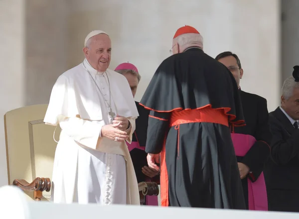 Vatican Pape François Tient Milieu Foule Après Son Audience Hebdomadaire — Photo