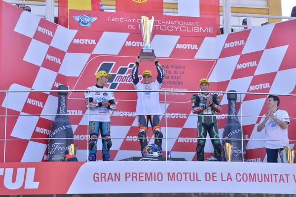Spanien Cheste Podium Nach Dem Moto3 Rennen Beim Großen Preis — Stockfoto