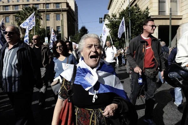 Grecia Atenas Manifestación Huelga Contra Rescate Unión Europea —  Fotos de Stock