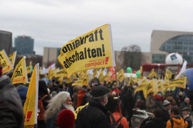 Berlin, Almanya - 29 Kasım 2015: Paris 'te düzenlenen BM iklim zirvesi öncesinde STK' lar tarafından 