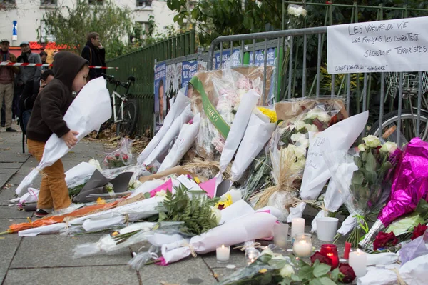 França Paris Tributes Vítimas Ataques Terroristas — Fotografia de Stock