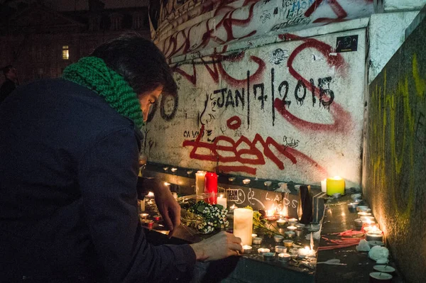 Frankreich Paris Gedenken Die Opfer Des Terroranschlags — Stockfoto