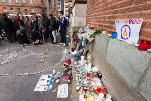 Toulouse France Αφιέρωμα Στις Επιθέσεις Του Παρισιού — Φωτογραφία Αρχείου