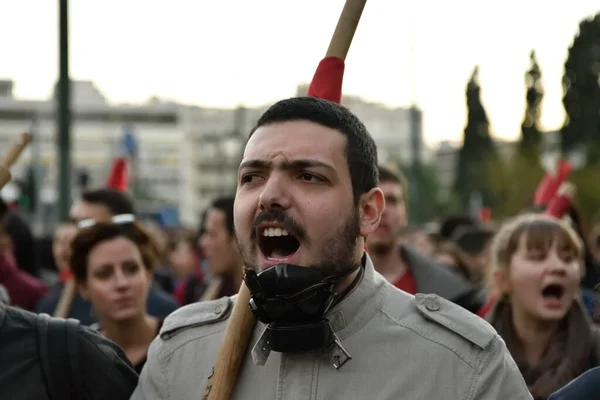 Atene Scontri Sulla Marcia Rivolta Studentesca — Foto Stock