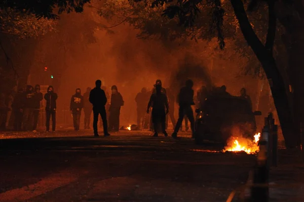 Atenas Confrontos Marcha Levantamento Estudantil — Fotografia de Stock