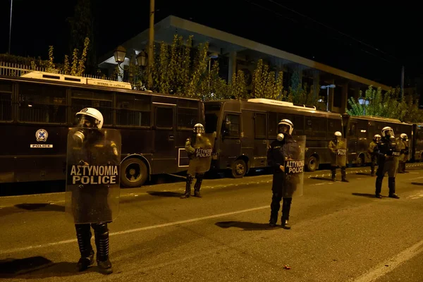 Atenas Confrontos Marcha Levantamento Estudantil — Fotografia de Stock