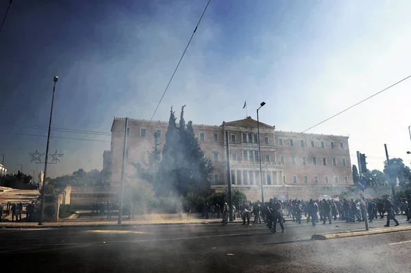 Greece Athens Масові Заворушення Проти Європейського Союзу — стокове фото