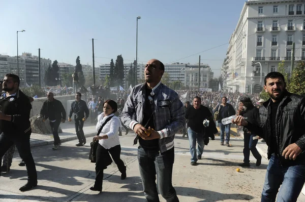 Řecko Aténů Demonstrace Proti Záchraně Evropské Unie — Stock fotografie
