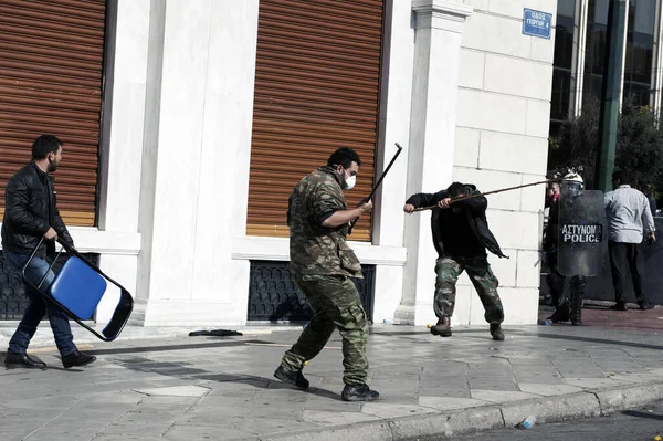 Atene Grecia Rivolte Contro Salvataggio Dell Unione Europea — Foto Stock