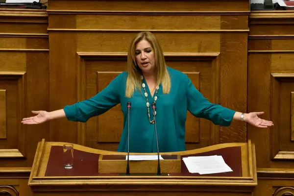 Greece Athens Democratic Coalition Leader Fofi Gennimata Addresses Greece Hellenic — Stock Photo, Image