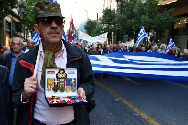 Greece Athens Retired Members Greece Armed Forces Rally Klafthmonos Square — Stock Photo, Image