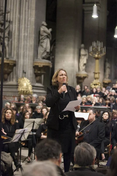 France Paris Danielle Simonnet Speaks One Week Terrorist Attacks Symphony — Stock Photo, Image