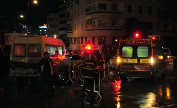 Tunisia Tunis Polis Och Sjukvårdspersonal Plats Efter Explosion Tunis Tunisien — Stockfoto