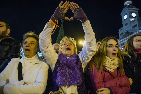 Madrid People Protest Women Violence — Stock Photo, Image