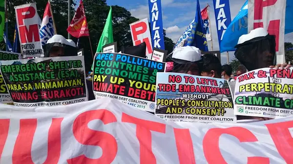 Philippines Quezon City Protesters Attend Climate Change March Highway Quezon — Stock Photo, Image