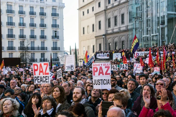 Hiszpania Madrid Ludzie Protestujący Przeciwko Wojnie — Zdjęcie stockowe