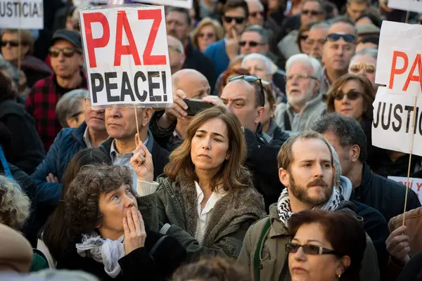 Madrid Spanien War Syrien Protest — Stockfoto