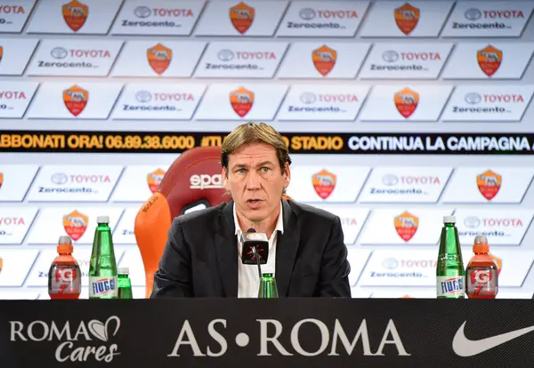 Italy Rome Associazione Sportiva Roma Coach Rudi Garcia Speaks Reporters — Stock Photo, Image