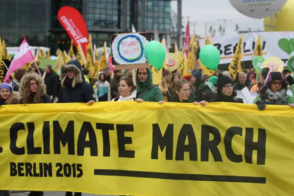 Berlín Německo Listopadu 2015 Pochod Klima Vyzývaný Nevládními Organizacemi Před — Stock fotografie