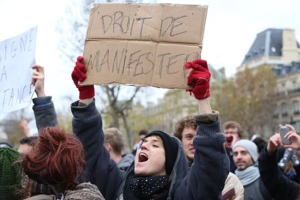 파리에서 Cop21 시위에 사람들 France Paris Cop21 Demonstration — 스톡 사진