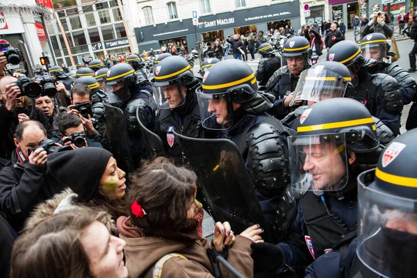 Francia Parigi Rivolte Durante Riscaldamento Climatico Cop21 Dimostrazione — Foto Stock