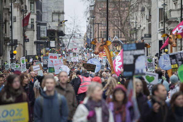 UK, London: Around 50,000 people marched along the streets of London, on November 29, 2015 calling for urgent action to tackle climate change