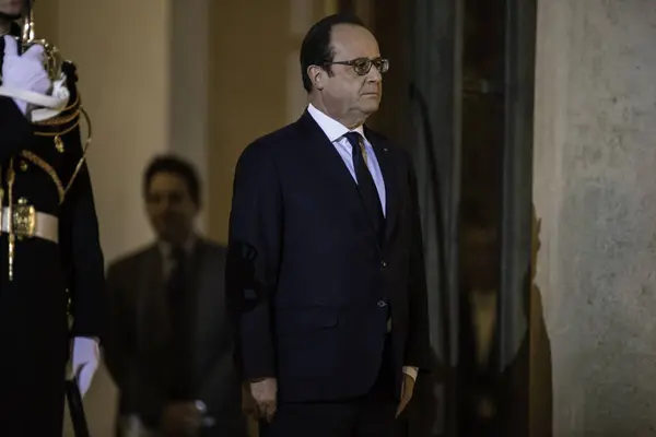França Paris Presidente Francês François Hollande Espera Palácio Elysee Uma — Fotografia de Stock