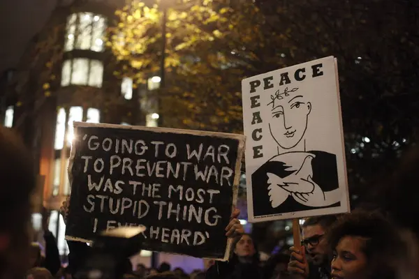 Londýn Stop Protest Války Syria Vote — Stock fotografie