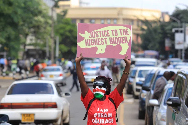 Kenya Nairobi Flera Demonstranter Sjunger Mot Korruption Medan Cirka 200 — Stockfoto