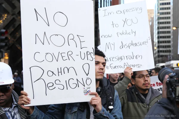 Usa Chicago Ludzie Demonstrują Przed Siedzibą Policji Chicago Grudnia 2015 — Zdjęcie stockowe