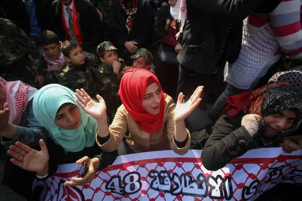 Gaza Strip Gaza Hundreds Palestinians Rally Mark 48Th Anniversary Establishment — Stock Photo, Image
