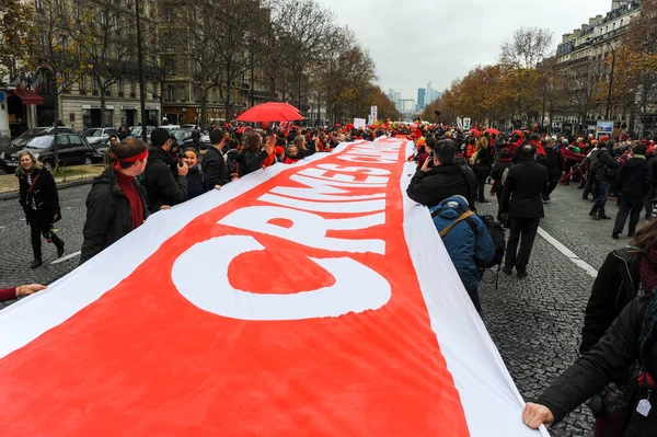 파리에서 Cop21 시위에 사람들 France Paris Cop21 Demonstration — 스톡 사진