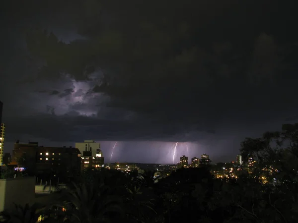 Lightning Storm Clouds City — Stock Photo, Image