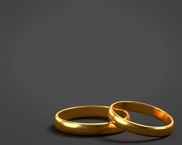 Два Весільних Золоті Кільця Порожнім Простором — стокове фото