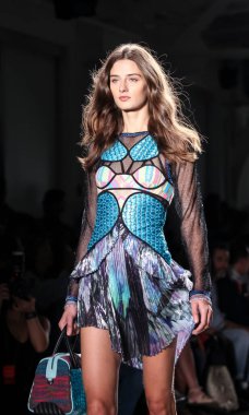Custo Barcelona Şov 'da manken, New York Moda Haftası. 2016 Baharı 