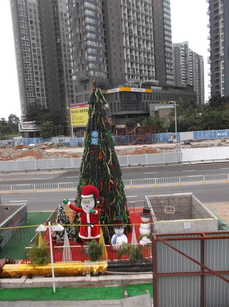 Natal Nas Ruas Shenzhen Canteiro Obras — Fotografia de Stock
