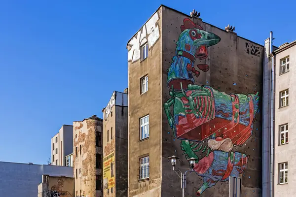 Colorful Graffiti Old Houses Art Street — Stok fotoğraf