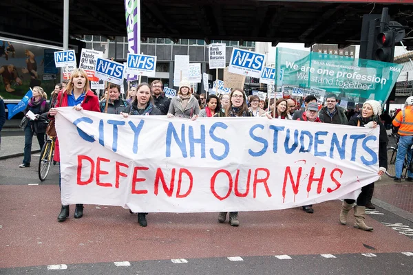 London Thousands Junior Nurses Supporters March London January 2015 Response — Stock Photo, Image