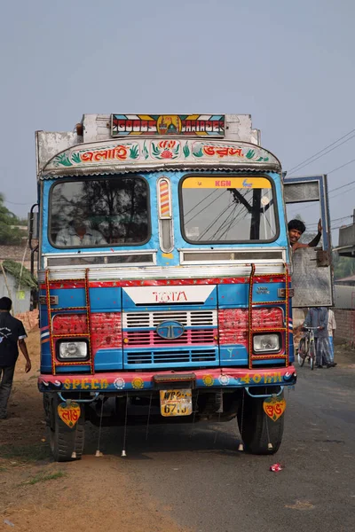 Typical Colorful Decorated Public Transportation Bus Kumrokhali West Bengal India — Stock Photo, Image