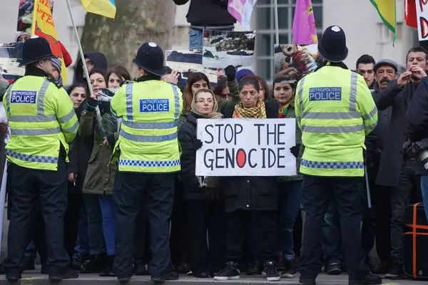 England London Demonstranten Marschieren Mit Transparenten Während Einer Demonstration London — Stockfoto