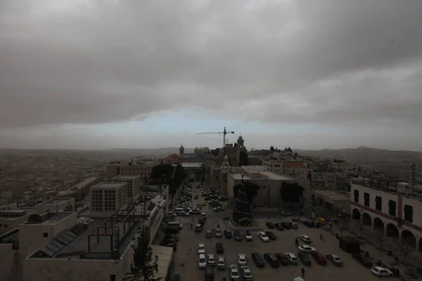 West Bank Bethlehem General View Palestinian City Bethlehem Sandstorm Hits — Stock Photo, Image