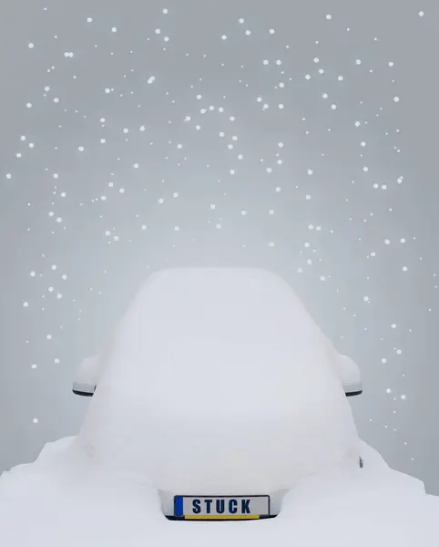 Машина Застряла Снегу — стоковое фото