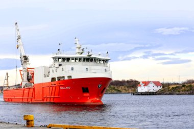 Denizde büyük bir geminin manzarası.